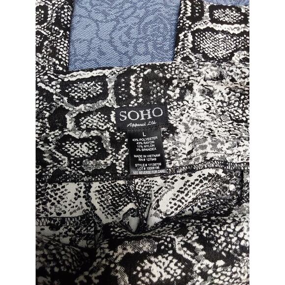 Soho Apparel Women's Snakeskin Print Ankle lengĥt Size Large Black & White - Picture 3 of 4